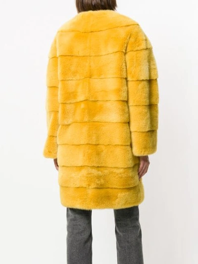Shop Liska Luce Fur Coat In Yellow