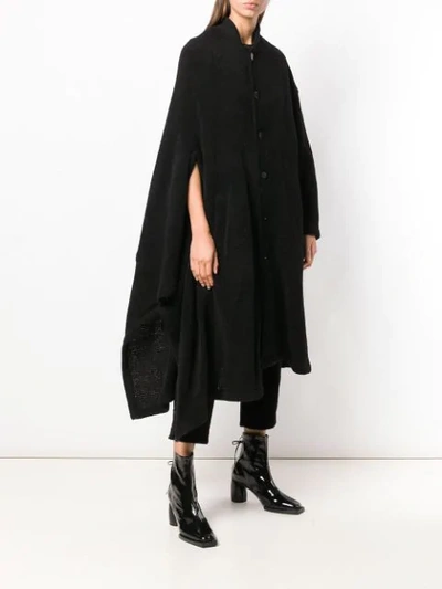 Shop Yohji Yamamoto Oversized Cape Coat In Black