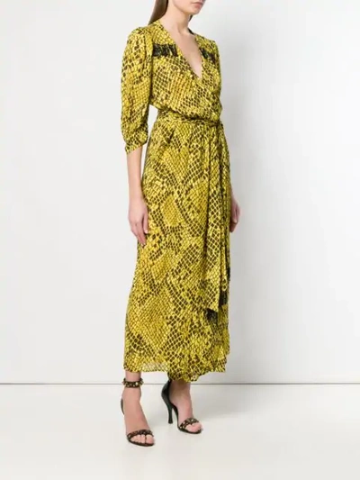 Shop Christian Pellizzari Snake Pattern Wrap Dress In Yellow