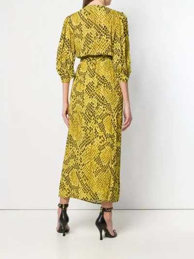 Shop Christian Pellizzari Snake Pattern Wrap Dress In Yellow