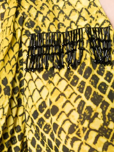 Shop Christian Pellizzari Snake Pattern Wrap Dress In Yellow