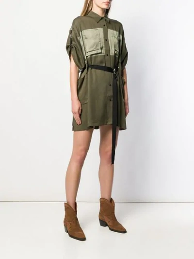 Shop Diesel Adjustable Shirt Dress In Green