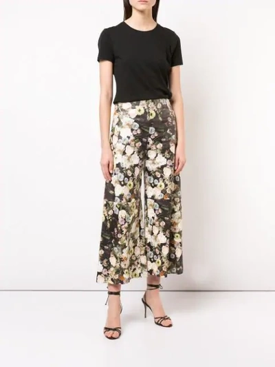 Shop Adam Lippes Floral Print Cropped Trousers In Black Floral