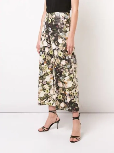 Shop Adam Lippes Floral Print Cropped Trousers In Black Floral