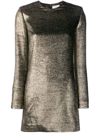 Shop Saint Laurent Metallic Mini Dress