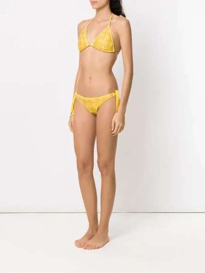 Shop Amir Slama Textured Triangle Top Bikini Set In Yellow