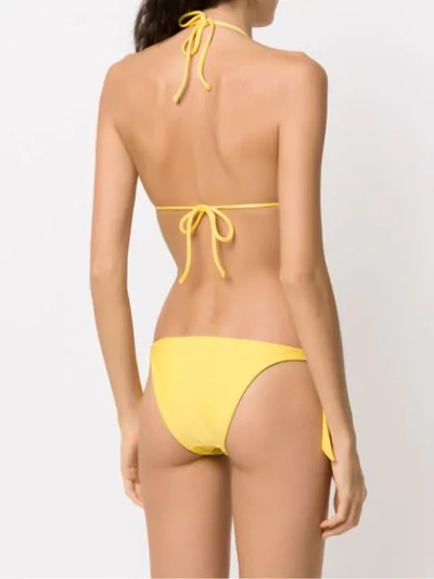 Shop Amir Slama Textured Triangle Top Bikini Set In Yellow