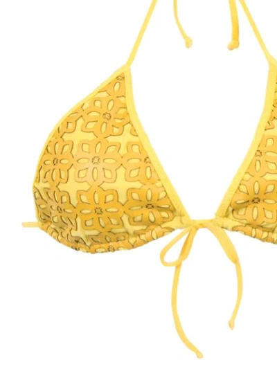 Amir Slama Textured Triangle Top Bikini Set In Yellow