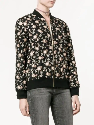 Shop Ashish Floral Embroidered Bomber Jacket In Black