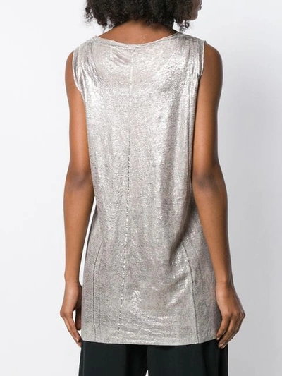 Shop Avant Toi Metallic Effect Vest Top In Grey
