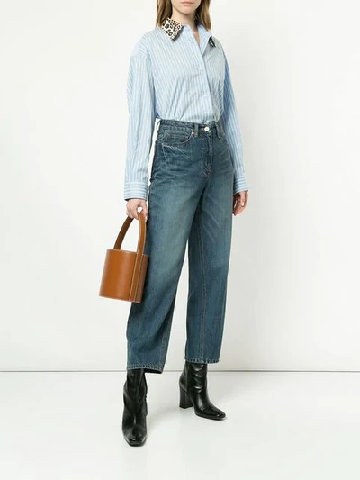 Shop System Wide Leg Straight Jeans In Blue