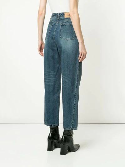 Shop System Wide Leg Straight Jeans In Blue
