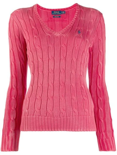 Shop Polo Ralph Lauren Logo Embroidered Sweater In Pink