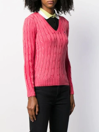 Shop Polo Ralph Lauren Logo Embroidered Sweater In Pink
