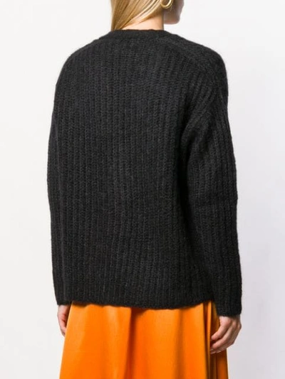 Shop Marni Ribbed Cardigan In Black