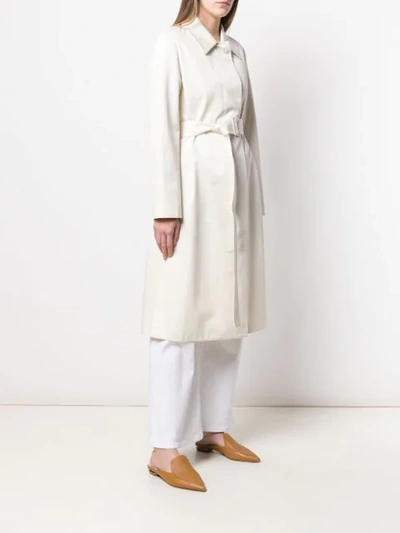 Shop Theory Belted Single-breasted Coat In Neutrals