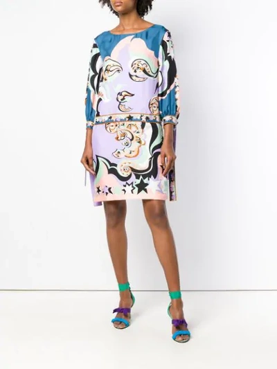 Shop Emilio Pucci Multi Printed Cuffed Shift Dress In Pink