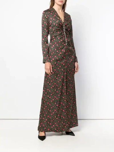 Shop Miu Miu Button-embellished Printed Maxi Dress In Black