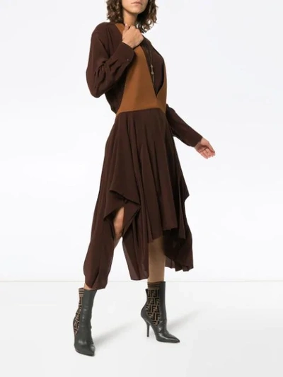 Shop Chloé Flou Shirt Asymmetric Midi In Brown