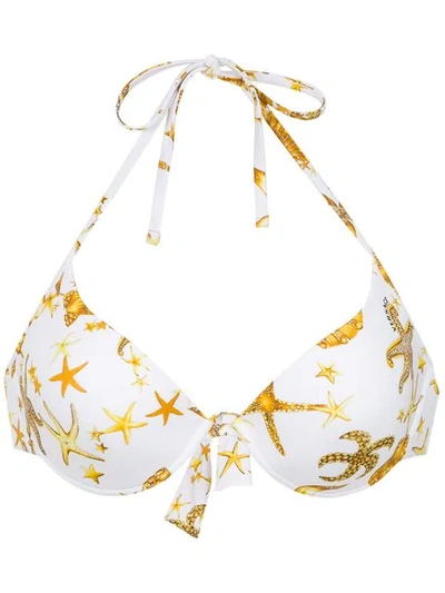 Shop Versace Trésor De La Mer Bikini Top In White