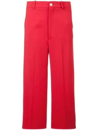 Shop Gucci Culotte Trousers With Web In Red