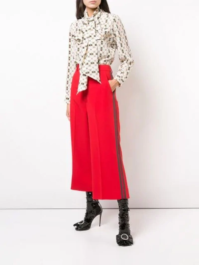 Shop Gucci Culotte Trousers With Web In Red