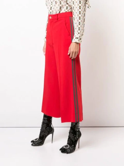 Shop Gucci Culotte Trousers With Web In Red