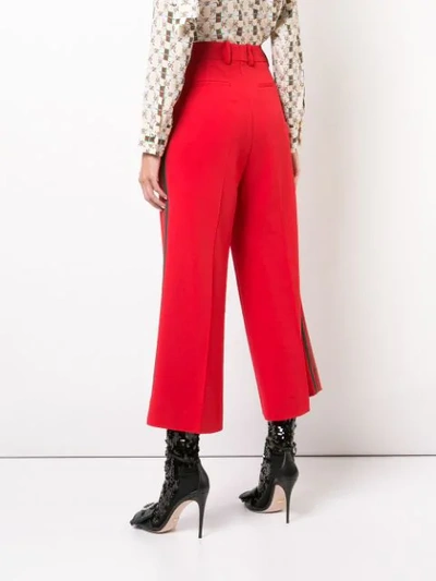 Shop Gucci Culotte Trousers With Web In Red