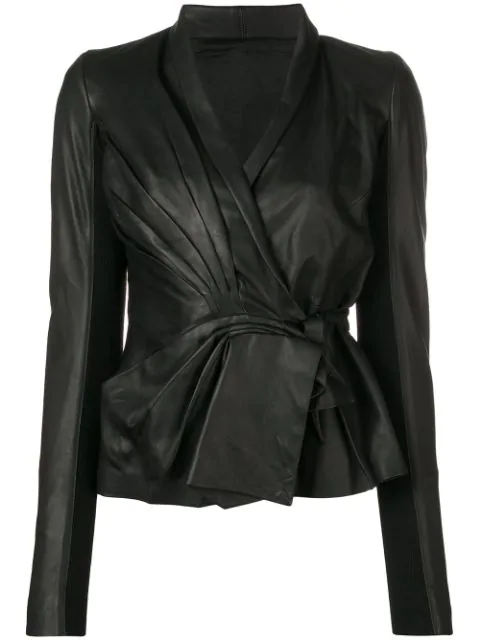 wrap leather jacket
