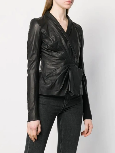 Shop Rick Owens Wrap Front Fitted Jacket In Black