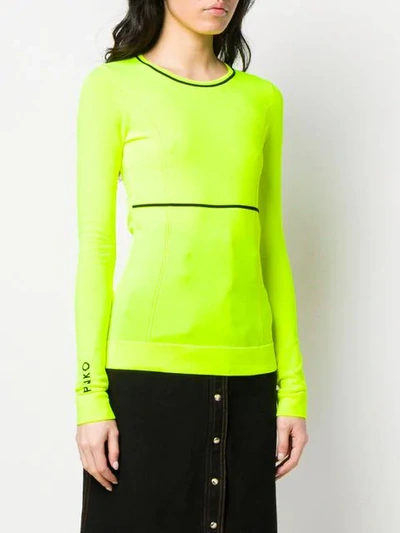 Shop Pinko Fine Knit Fitted Sweater In Yellow