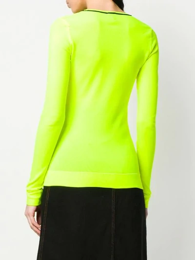 Shop Pinko Fine Knit Fitted Sweater In Yellow