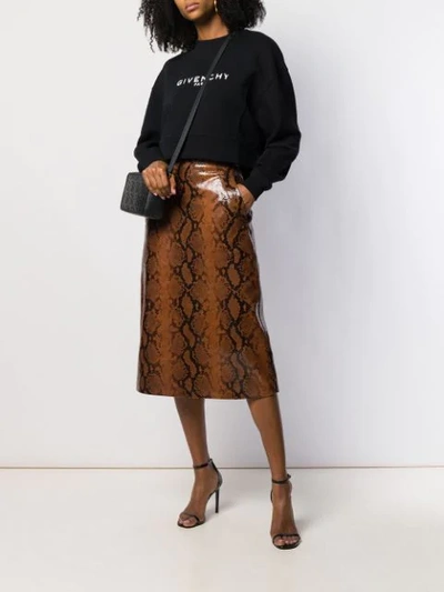 Shop Dsquared2 Snakeskin Effect Skirt In Brown