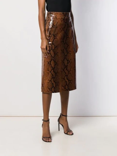 Shop Dsquared2 Snakeskin Effect Skirt In Brown