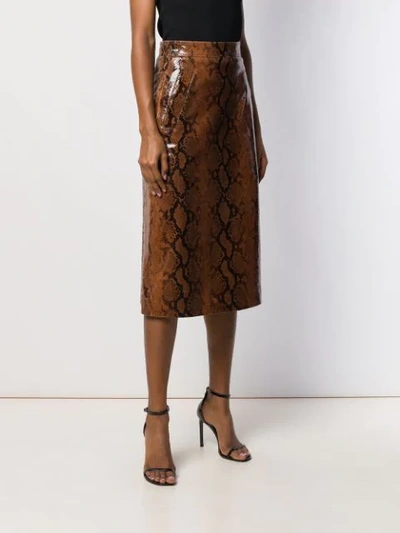 Dsquared2 Snakeskin Effect Skirt In Brown