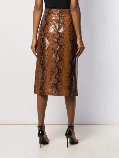 Shop Dsquared2 Snakeskin Effect Skirt In Brown