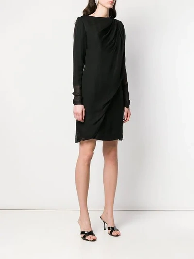 Shop Lanvin Draped Overlay Dress In Black