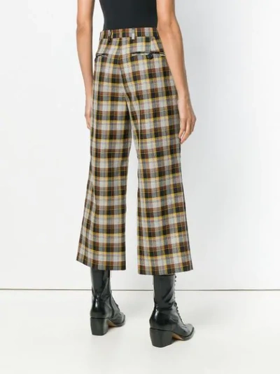 Shop Miu Miu Cropped Plaid Trousers In Black