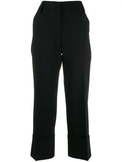 Shop Valentino Pleated Cropped Trousers In Black