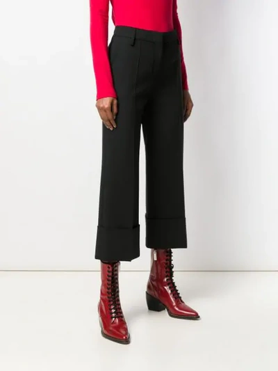 Shop Valentino Pleated Cropped Trousers In Black