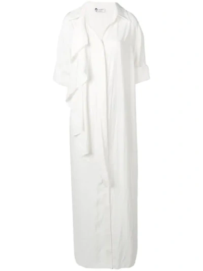 Shop Lanvin Draped Ruffle Shirt Dress In White