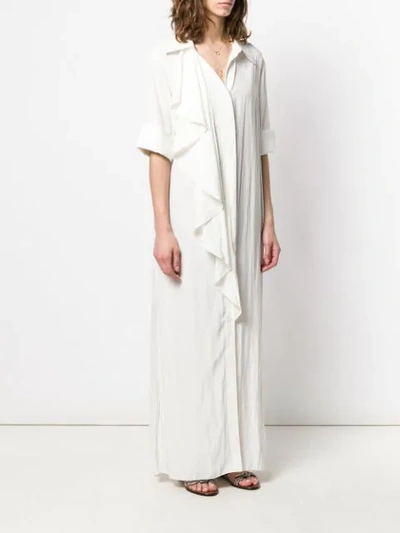 Shop Lanvin Draped Ruffle Shirt Dress In White