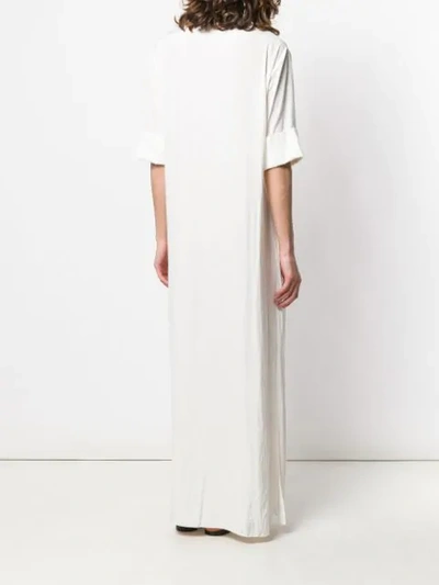 Shop Lanvin Draped Ruffle Shirt Dress In White