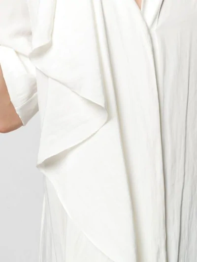 Shop Lanvin Draped Ruffle Shirt Dress In White