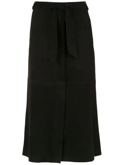 Shop Egrey Suede Midi Skirt In Black