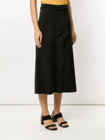 Shop Egrey Suede Midi Skirt In Black