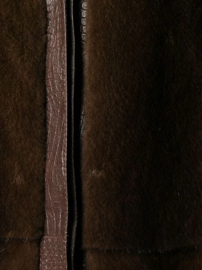 Pre-owned Gianfranco Ferre Vintage Midi Trimmed Coat In Mahagony