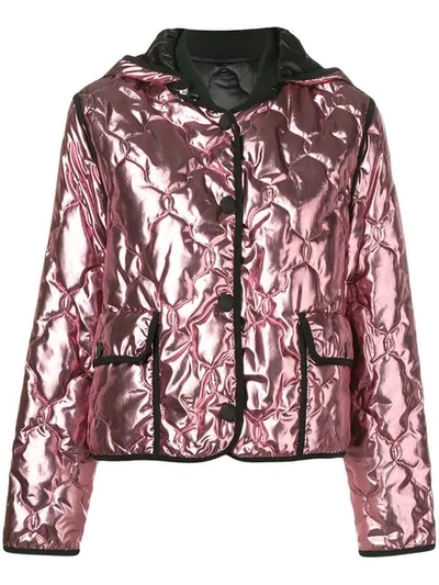 Shop Pinko Metallic Hooded Jacket In Pink