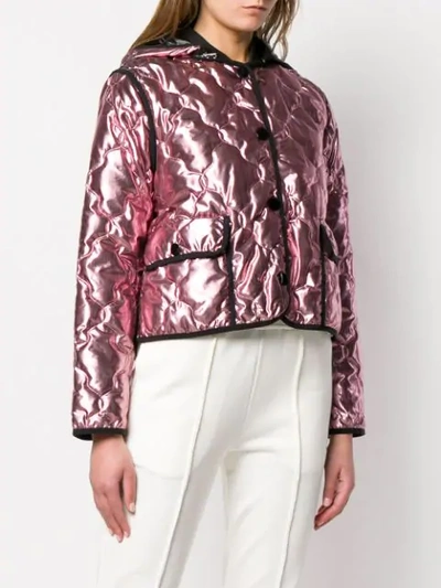 Shop Pinko Metallic Hooded Jacket In Pink
