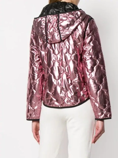 Shop Pinko Metallic Hooded Jacket In Pink